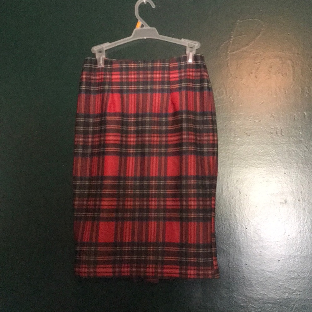 Plaid bodycon midi skirt